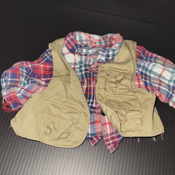 18" doll outdoor fishing outfit, straw hat, and wicker suitcase - Picture 2 of 7